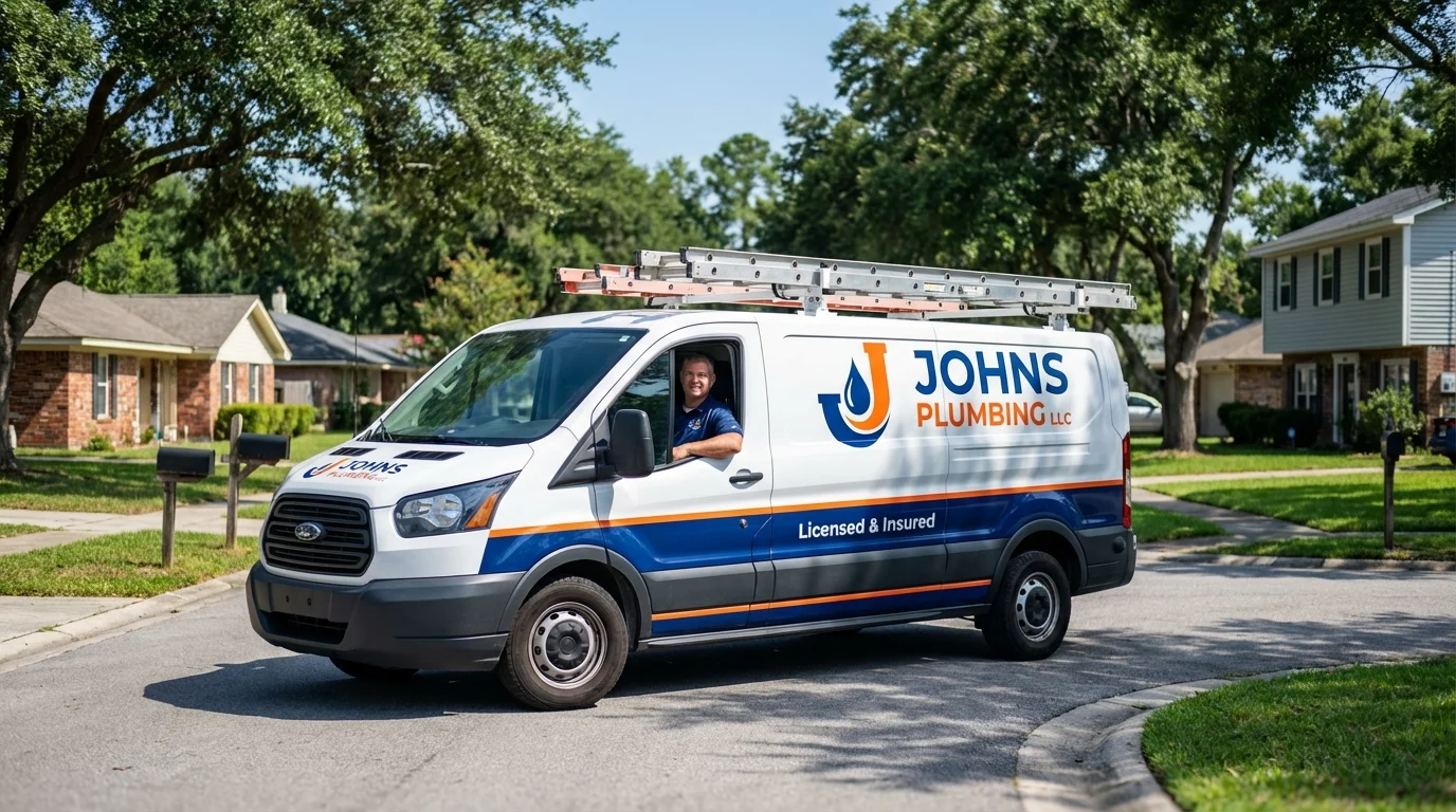 Johns Plumbing LLC service van in West Point, NY