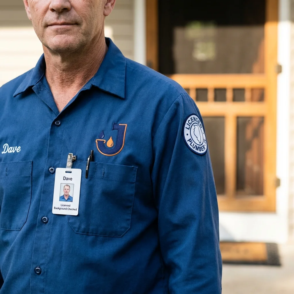 Licensed plumber showing ID badge in West Point, NY